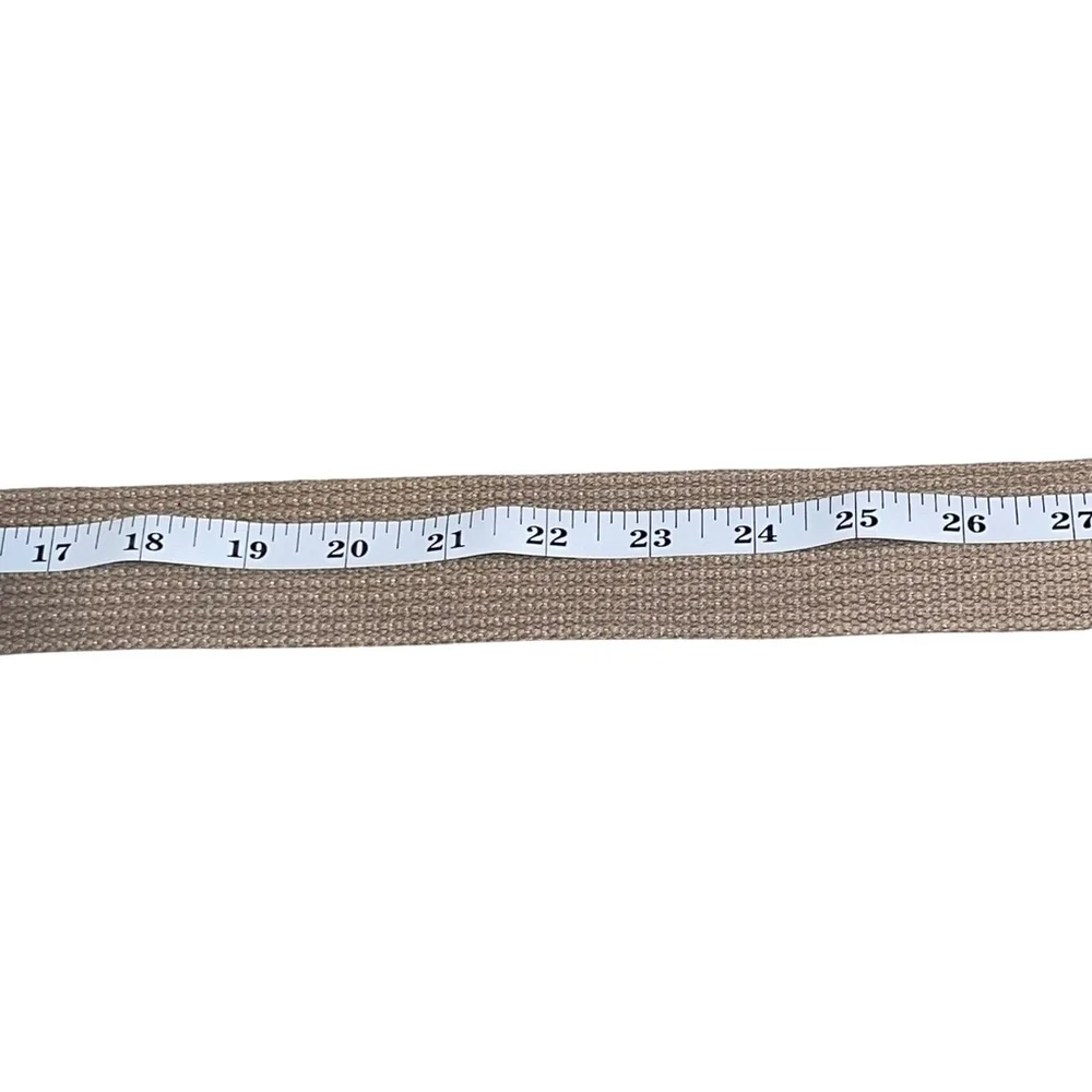 Unisex Army Y2K Woven 45.5” Solid Tan D-Ring Casual Safari Belt Frayed End Large